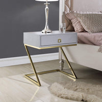 Iconic Home Cordoba End Side Table | Nightstand Grey