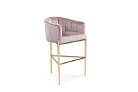 Iconic Home Cyrene Velvet Bar Stool Chair Velvet Gold Base 