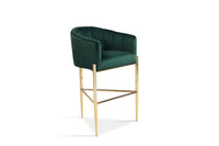 Iconic Home Cyrene Velvet Bar Stool Chair Velvet Gold Base 