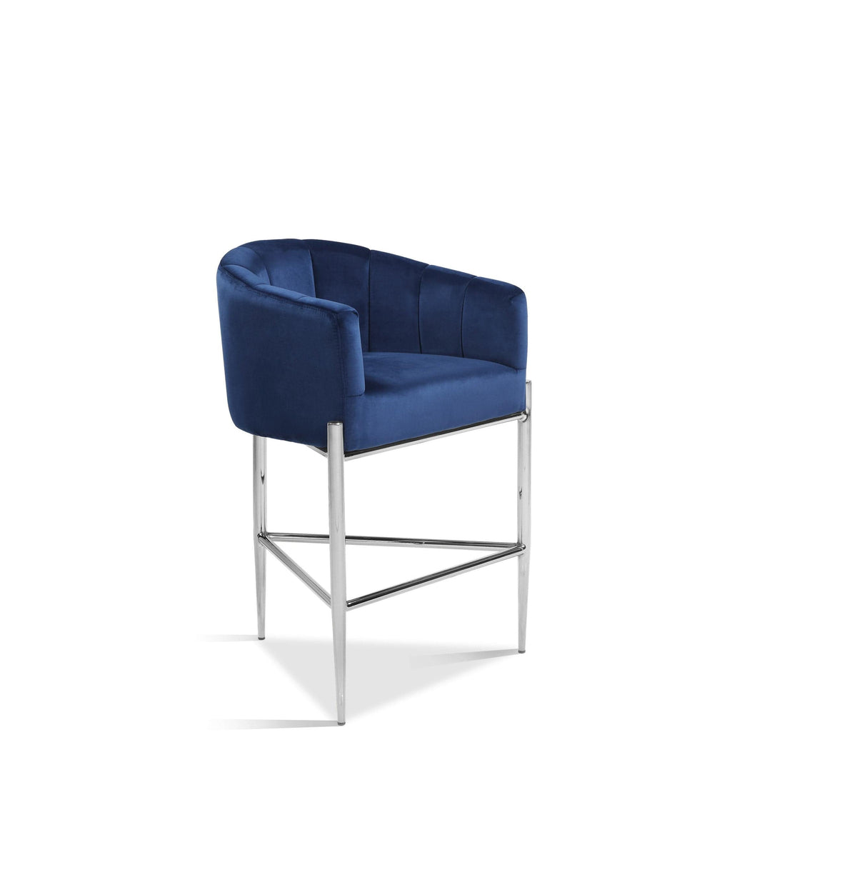 Iconic Home Cyrene Velvet Counter Stool Chair Chrome Base 
