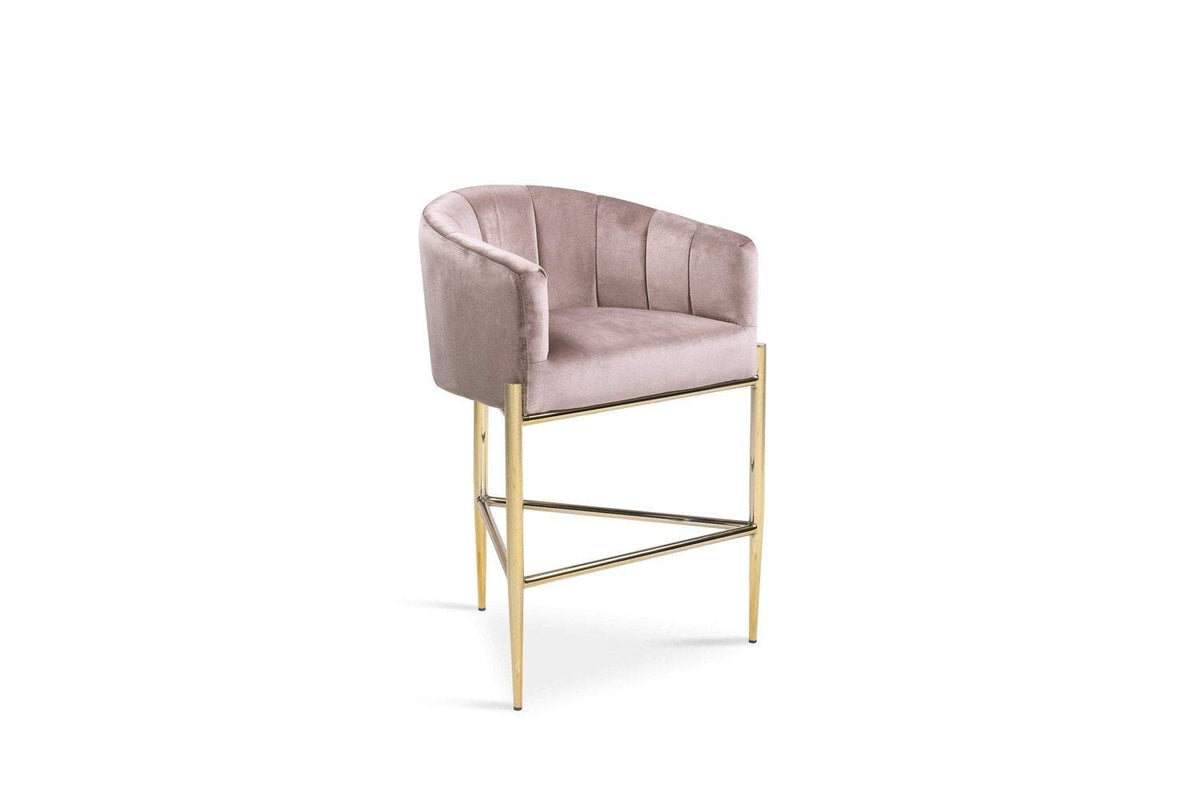 Iconic Home Cyrene Velvet Counter Stool Chair Gold Base 