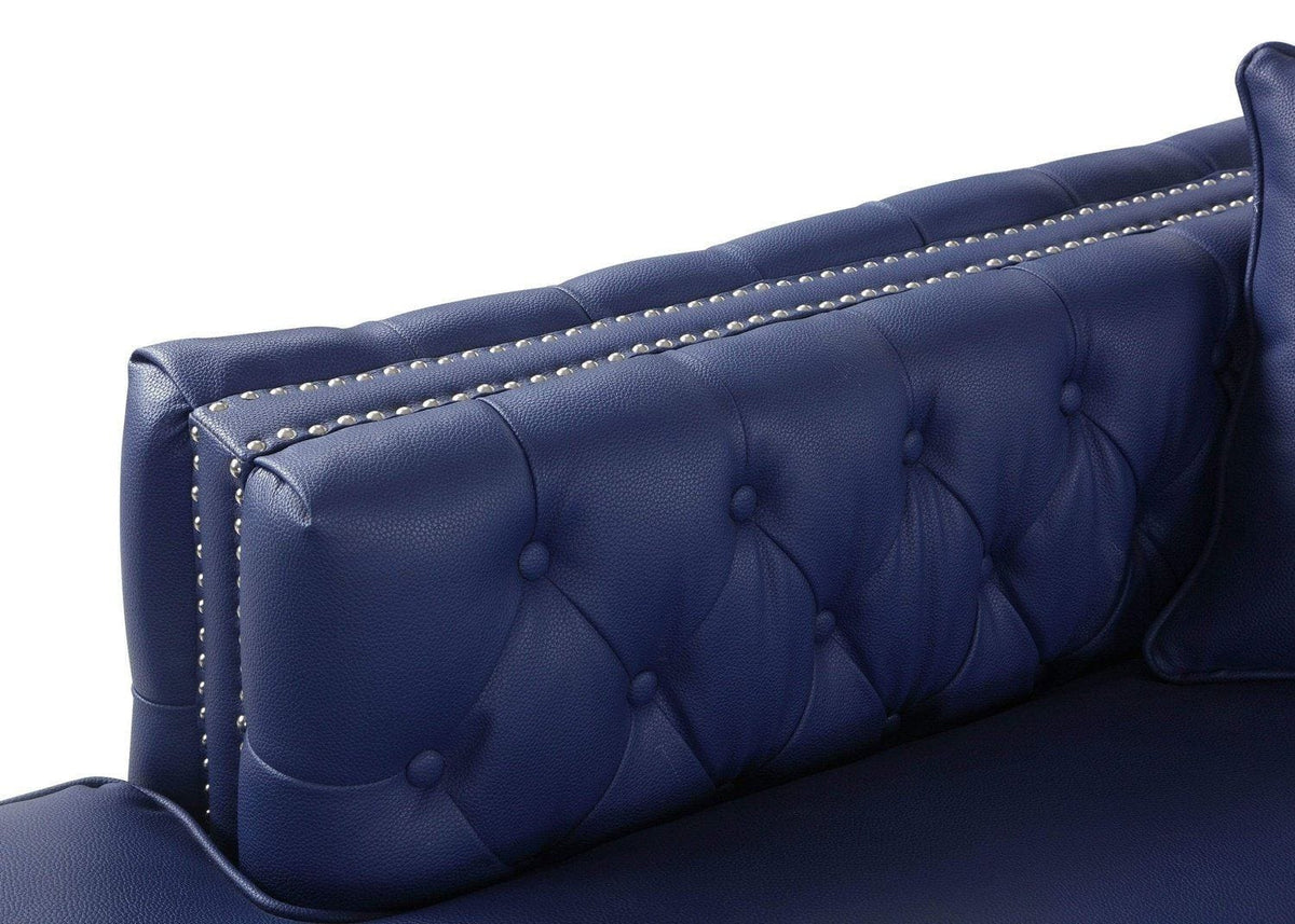 Iconic Home Da Vinci Left Facing Tufted PU Leather Sectional Sofa 