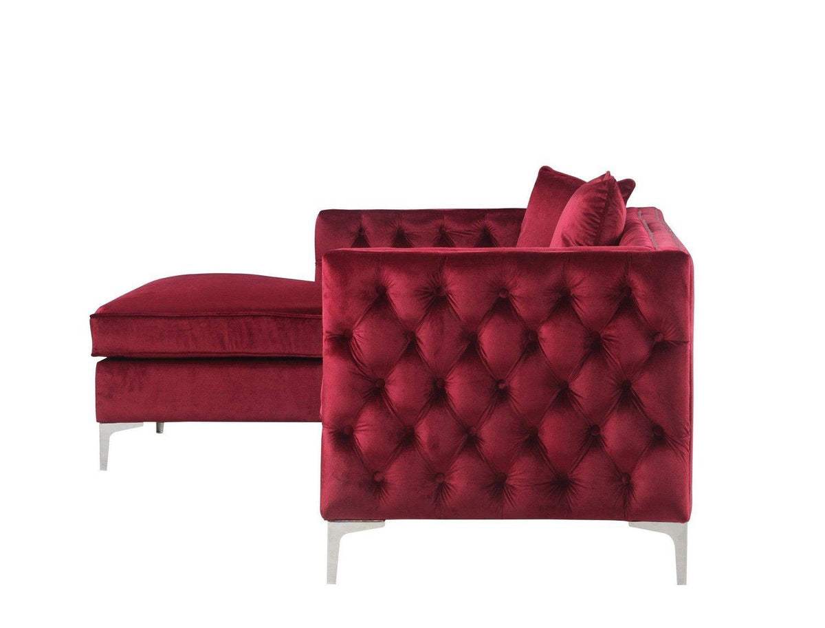 Iconic Home Da Vinci Left Facing Tufted Velvet Sectional Sofa 