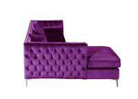 Iconic Home Da Vinci Left Facing Tufted Velvet Sectional Sofa 
