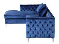Iconic Home Da Vinci Left Facing Tufted Velvet Sectional Sofa 