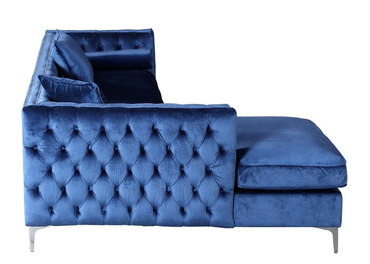 Iconic Home Da Vinci Left Facing Tufted Velvet Sectional Sofa 