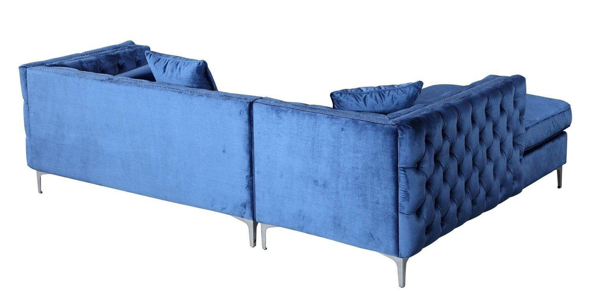 Iconic Home Da Vinci Left Facing Tufted Velvet Sectional Sofa 