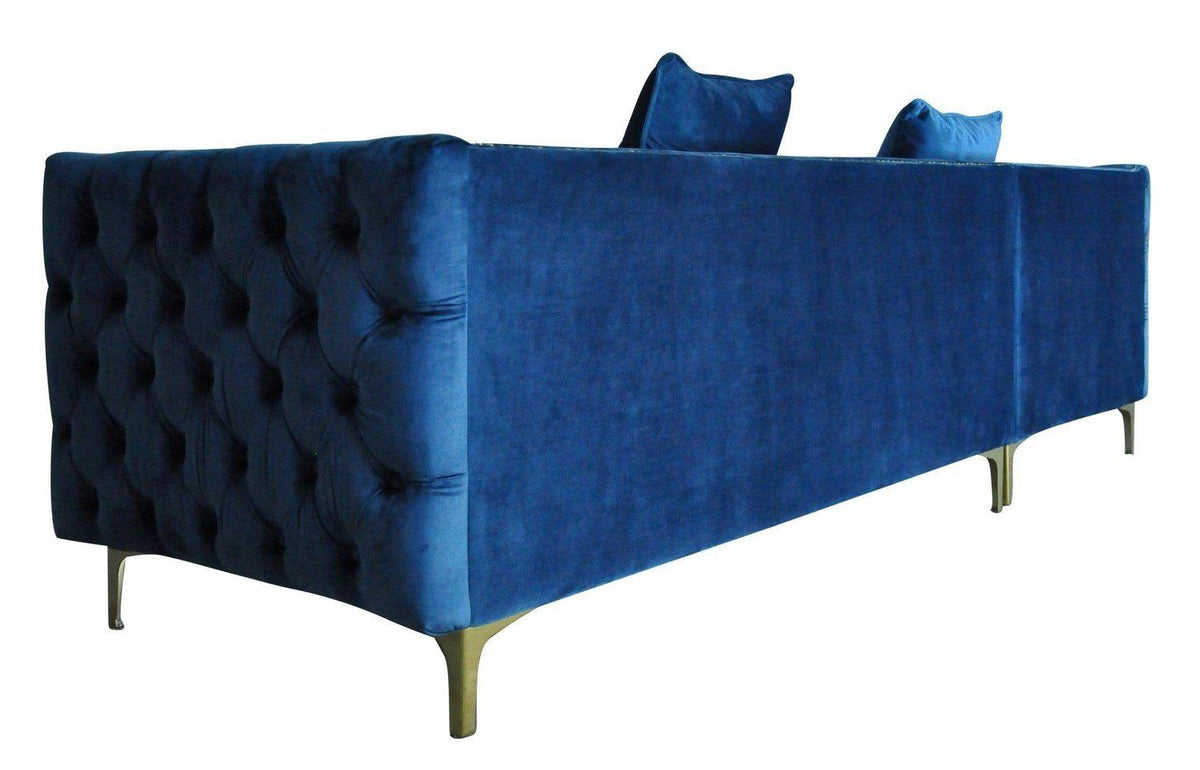 Iconic Home Da Vinci Left Facing Tufted Velvet Sectional Sofa 