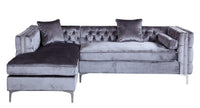 Iconic Home Da Vinci Left Facing Tufted Velvet Sectional Sofa 