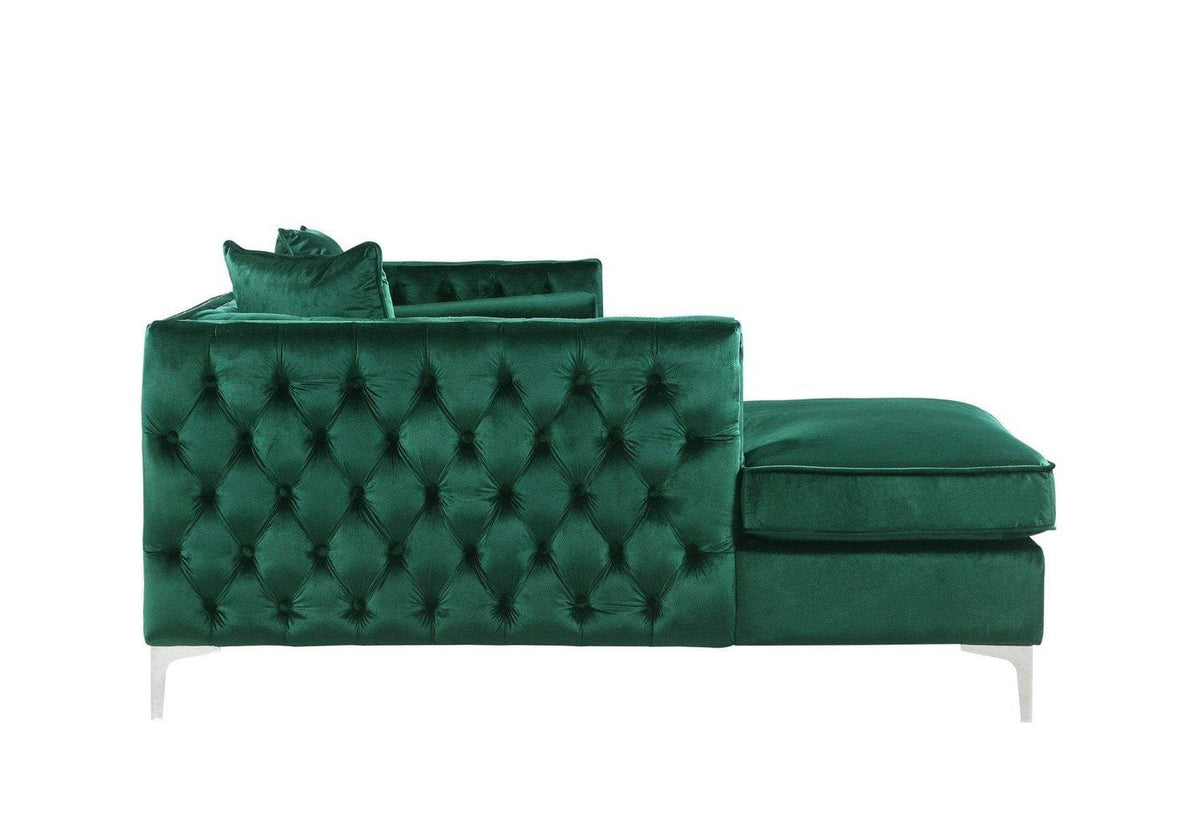 Iconic Home Da Vinci Left Facing Tufted Velvet Sectional Sofa 