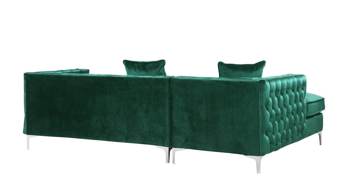 Iconic Home Da Vinci Left Facing Tufted Velvet Sectional Sofa 