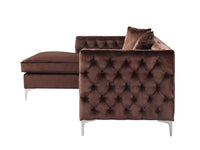 Iconic Home Da Vinci Left Facing Tufted Velvet Sectional Sofa 
