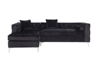 Iconic Home Da Vinci Left Facing Tufted Velvet Sectional Sofa 