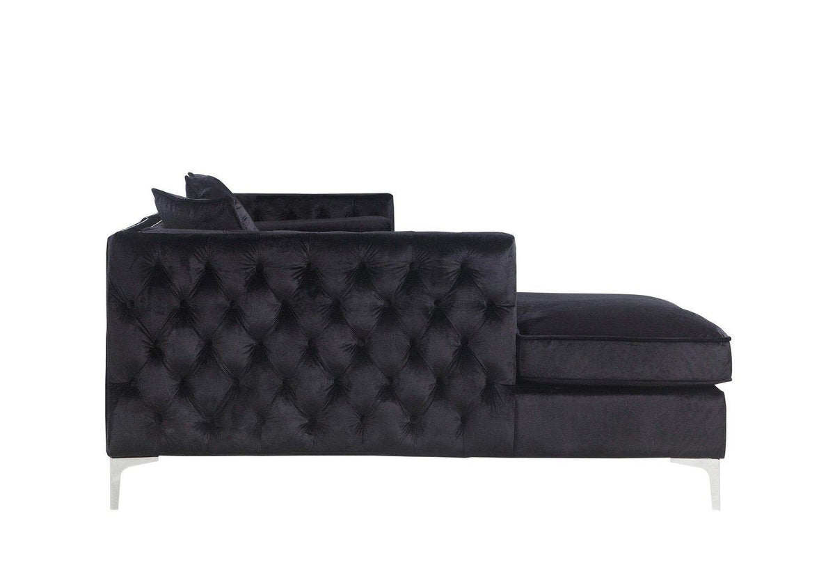 Iconic Home Da Vinci Left Facing Tufted Velvet Sectional Sofa 
