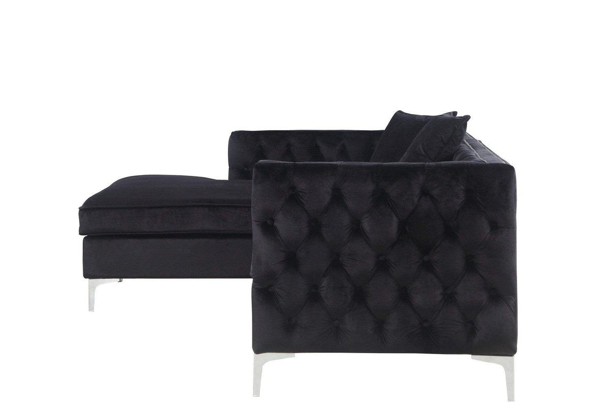 Iconic Home Da Vinci Left Facing Tufted Velvet Sectional Sofa 