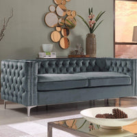 Iconic Home Da Vinci Velvet Sofa Grey