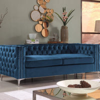 Iconic Home Da Vinci Velvet Sofa Navy