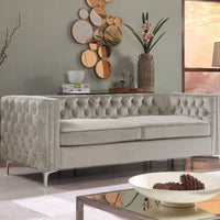 Iconic Home Da Vinci Velvet Sofa Silver