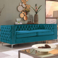 Iconic Home Da Vinci Velvet Sofa Teal