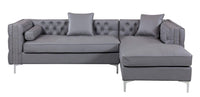 Iconic Home Da Vinci Right Facing PU Leather Tufted Sectional Sofa 