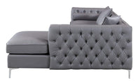 Iconic Home Da Vinci Right Facing PU Leather Tufted Sectional Sofa 