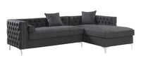 Iconic Home Da Vinci Right Facing PU Leather Tufted Sectional Sofa 