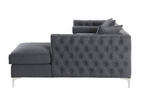 Iconic Home Da Vinci Right Facing PU Leather Tufted Sectional Sofa 