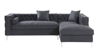 Iconic Home Da Vinci Right Facing PU Leather Tufted Sectional Sofa 