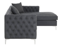 Iconic Home Da Vinci Right Facing PU Leather Tufted Sectional Sofa 