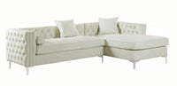 Iconic Home Da Vinci Right Facing PU Leather Tufted Sectional Sofa 