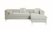 Iconic Home Da Vinci Right Facing PU Leather Tufted Sectional Sofa 