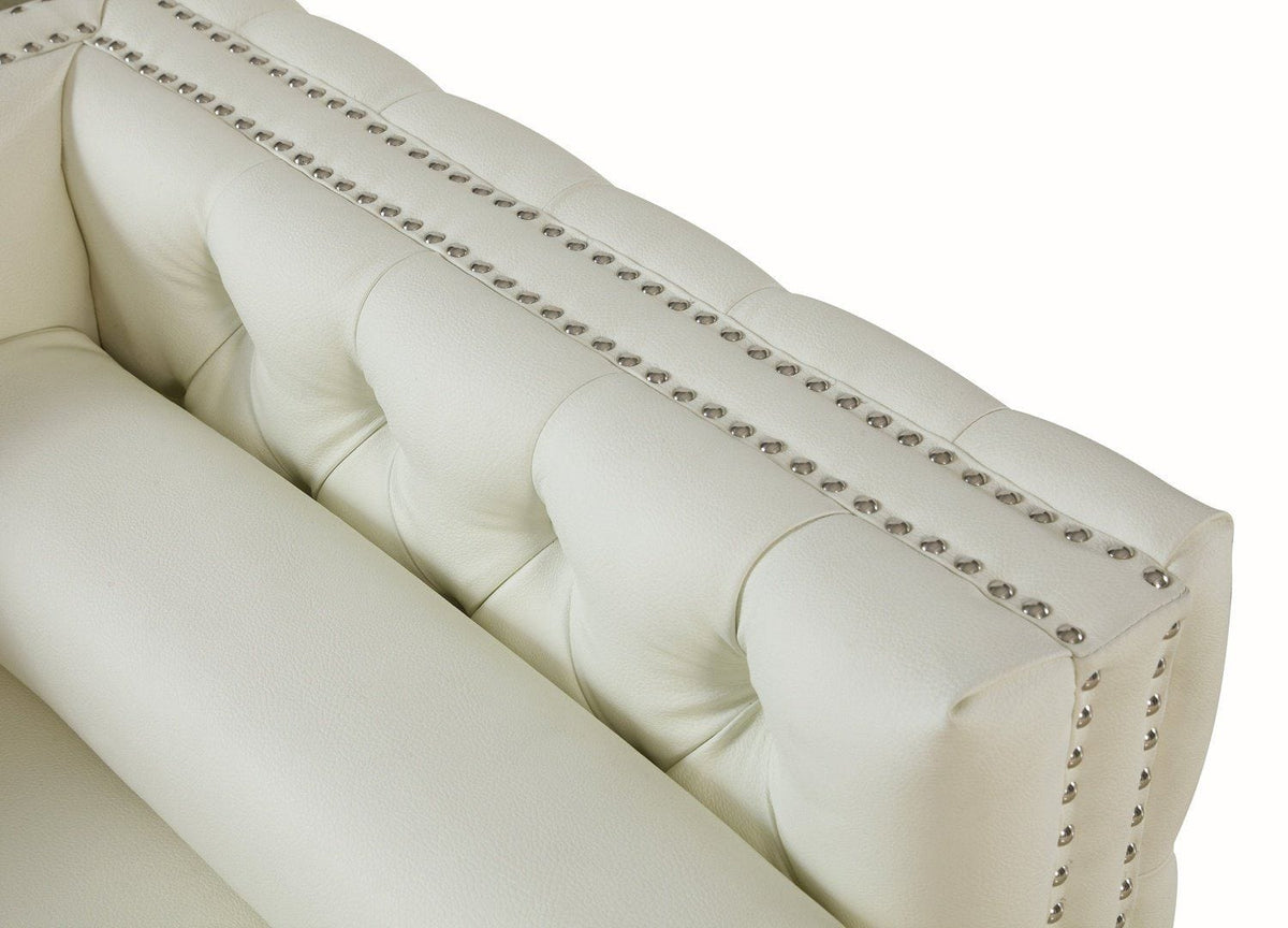 Iconic Home Da Vinci Right Facing PU Leather Tufted Sectional Sofa 