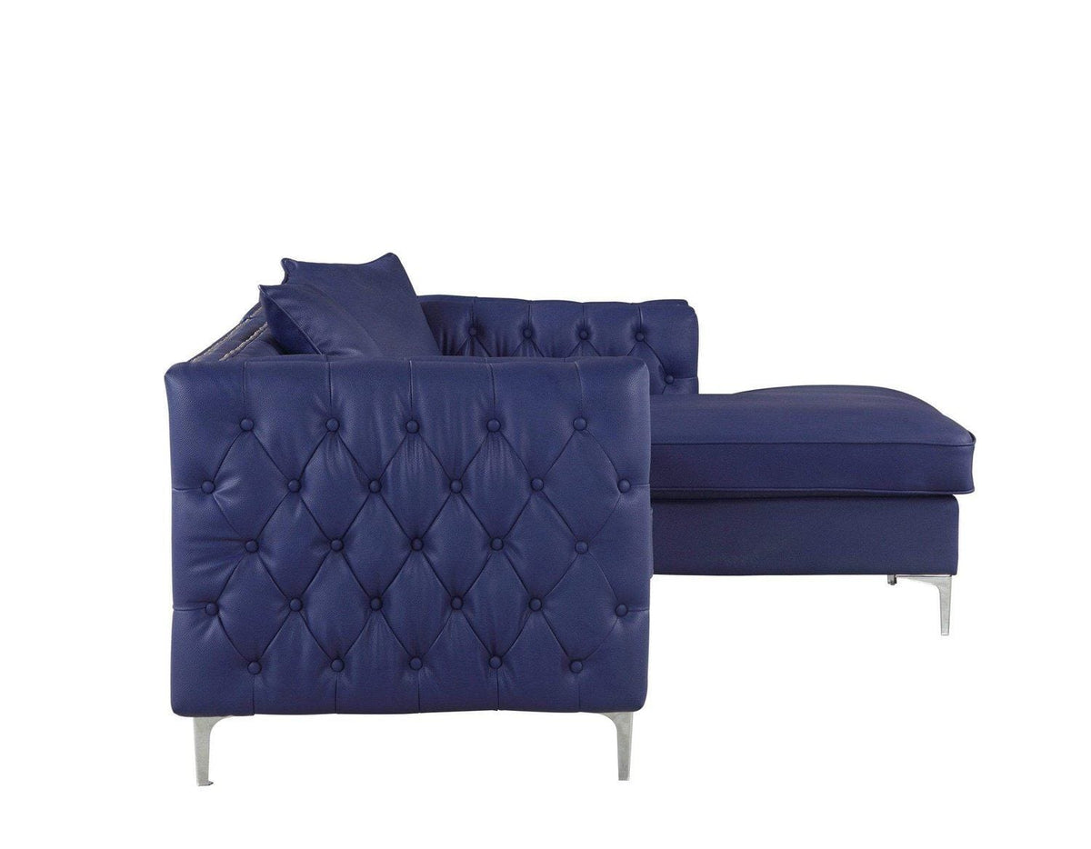 Iconic Home Da Vinci Right Facing PU Leather Tufted Sectional Sofa 