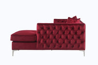 Iconic Home Da Vinci Right Facing Tufted Velvet Sectional Sofa 