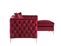 Iconic Home Da Vinci Right Facing Tufted Velvet Sectional Sofa 