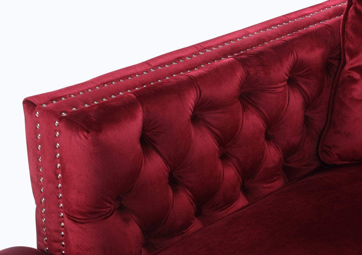 Iconic Home Da Vinci Right Facing Tufted Velvet Sectional Sofa 