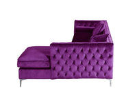 Iconic Home Da Vinci Right Facing Tufted Velvet Sectional Sofa 