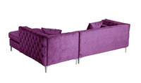 Iconic Home Da Vinci Right Facing Tufted Velvet Sectional Sofa 