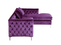 Iconic Home Da Vinci Right Facing Tufted Velvet Sectional Sofa 