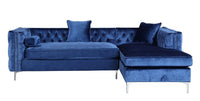 Iconic Home Da Vinci Right Facing Tufted Velvet Sectional Sofa 