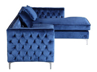 Iconic Home Da Vinci Right Facing Tufted Velvet Sectional Sofa 