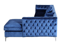 Iconic Home Da Vinci Right Facing Tufted Velvet Sectional Sofa 