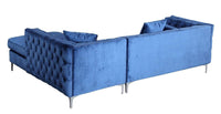Iconic Home Da Vinci Right Facing Tufted Velvet Sectional Sofa 