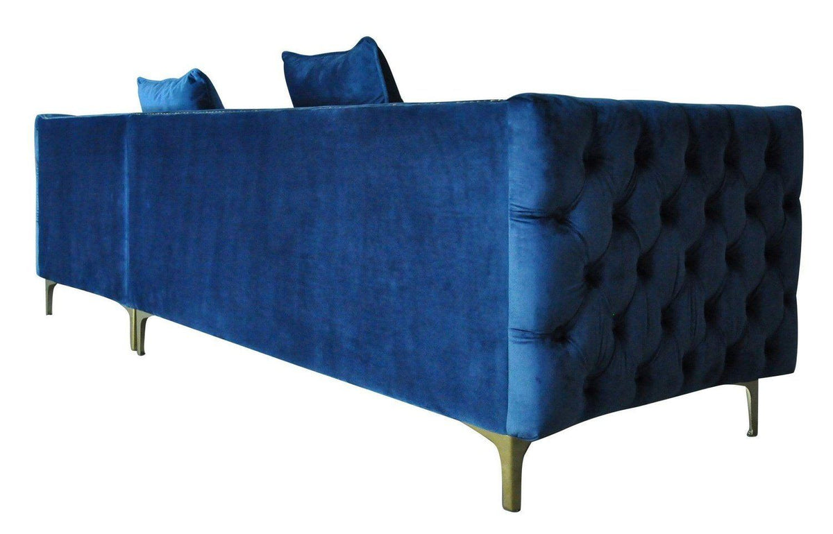Iconic Home Da Vinci Right Facing Tufted Velvet Sectional Sofa 