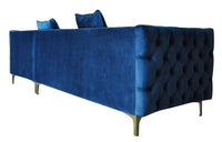 Iconic Home Da Vinci Right Facing Tufted Velvet Sectional Sofa 