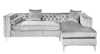 Iconic Home Da Vinci Right Facing Tufted Velvet Sectional Sofa 