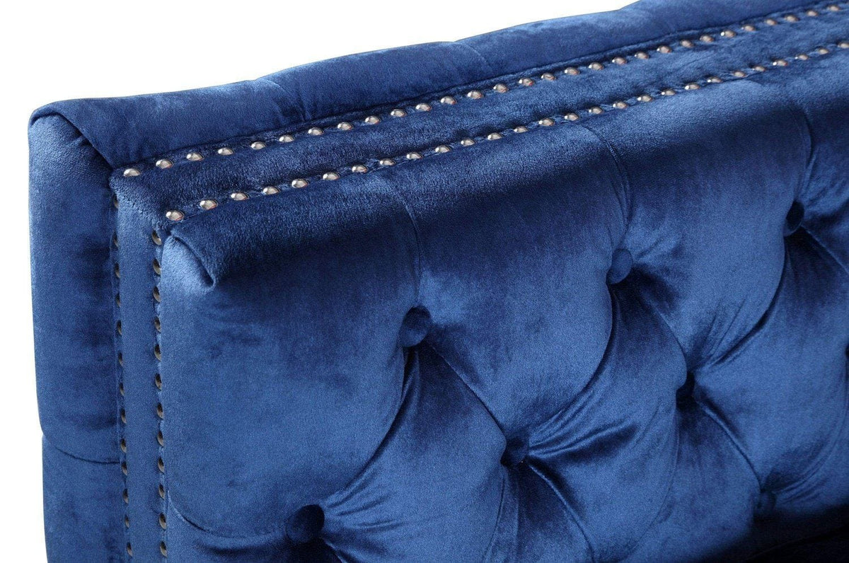 Iconic Home Da Vinci Right Facing Tufted Velvet Sectional Sofa 