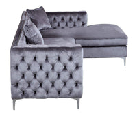 Iconic Home Da Vinci Right Facing Tufted Velvet Sectional Sofa 