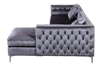 Iconic Home Da Vinci Right Facing Tufted Velvet Sectional Sofa 
