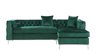 Iconic Home Da Vinci Right Facing Tufted Velvet Sectional Sofa 